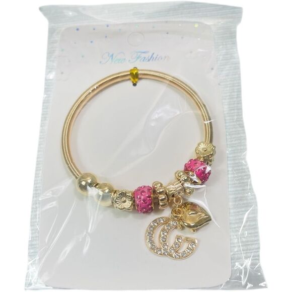 Designer Gold GG Stretch Charm Bracelet - Picture 2 of 2